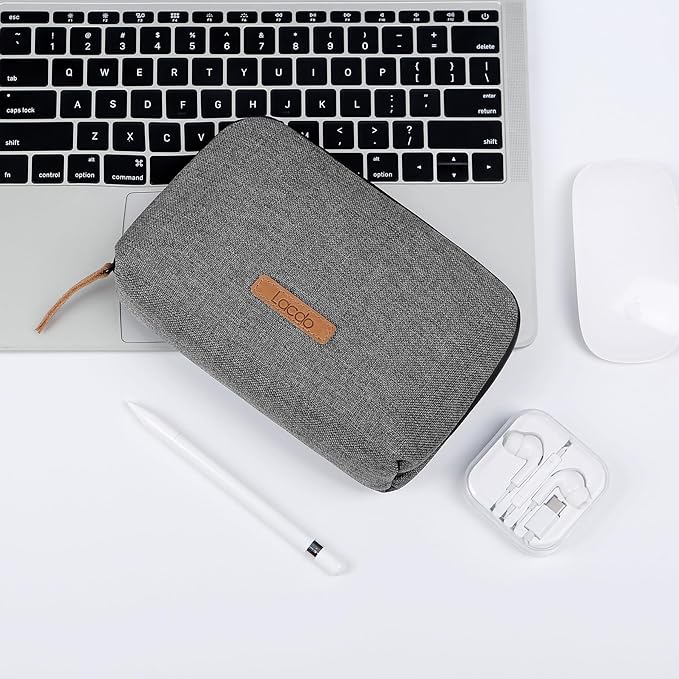 Lacdo Electronic Organizer Travel Cable Organizer Bag Pouch Case Tech Electronic Accessories Case Portable Charger Cases for Cords, Cable, MacBook Laptop Charger, Power Adapter, Mouse, Power Bank,Gray