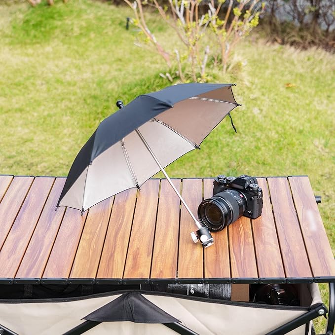 3 Level Height Adjustable Camera Hot Shoe Umbrella, Upgrade Rain Umbrella with Cold Shoe Mount, Rain Cover Protector Sunshade for Canon Sony Nikon Fuji DSLR & Mirrorless Camera