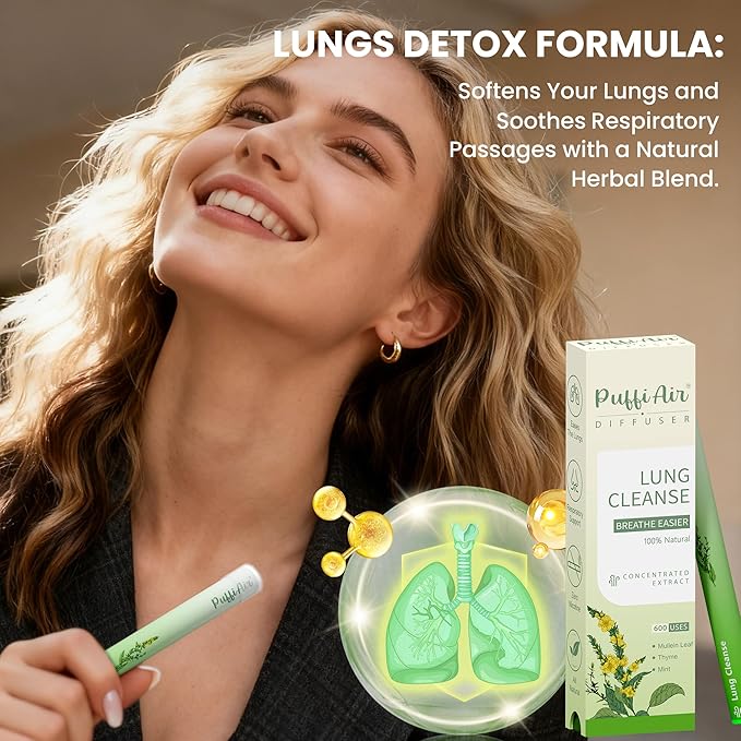 Upgraded Mullein Herbal Diffuser Stick with Mullein, Thyme & Mint Extracts | Lung Detox Diffuser for Cleansing Lungs, Improving Breathing & Oral Air Freshening - 600 Uses - 2 Sticks 1 Pack