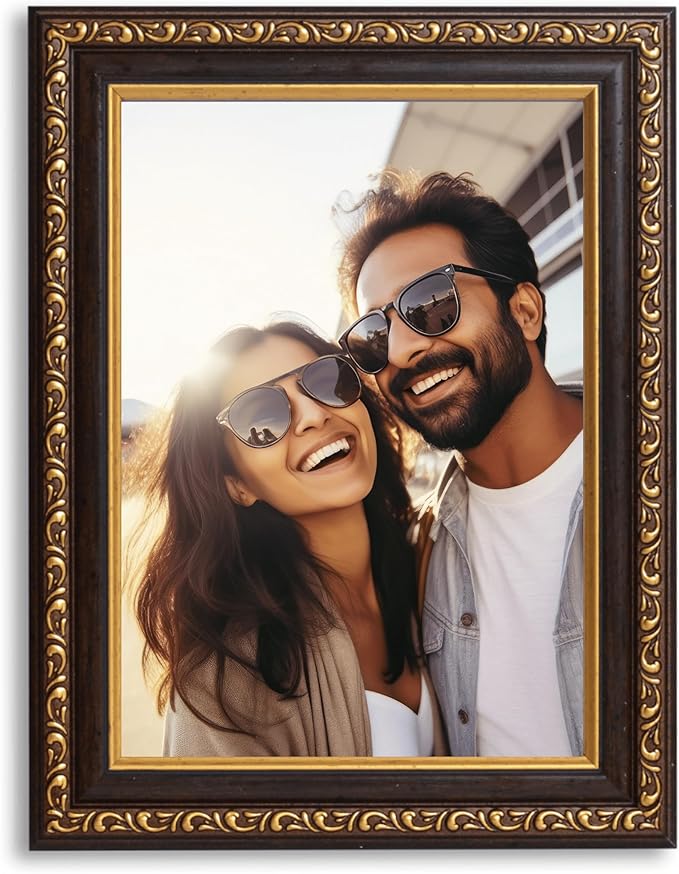 VictoR Picture Frame Chagall 6x8 Black Gold - Vintage Picture Frames with Shutterproof Acrylic Glass - 6 x 8 Photo Frame - Black Picture Frames - Antique