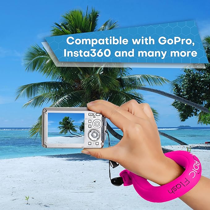 Nordic Flash Waterproof Camera Floaty (2-Pack) – Floating Strap for Action Cameras, GoPro Accessories, DJI Floating Handle, Phone Floating Strap, and Pool Floats