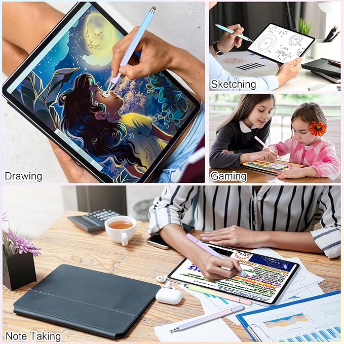 Stylus Pens for Touch Screens, 4 Pcs High Precision Disc Stylus with Magnetic Cap, 2 in 1 Stylus Pen Compatible with iPhone, iPad Pro, Mini, Air and Samsung Tablets