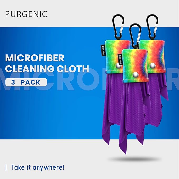 Microfiber Cloth & Glasses Wipes (3 Pack) Lens & Glasses Cleaning Cloth - Eyeglass Cleaner - Camera Lenses & Gadget Delicate Screens - Tie Dye