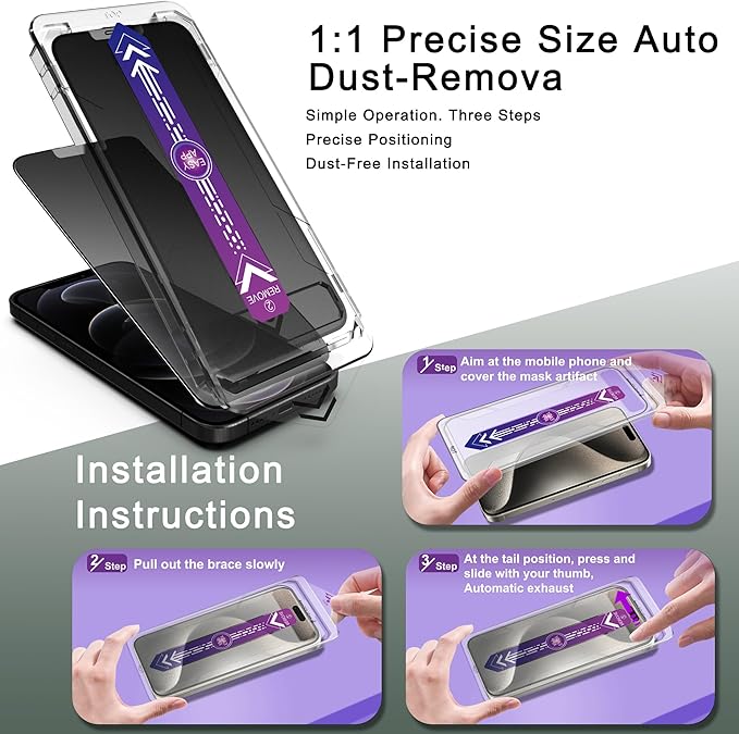 SHANG PIN JIA 2 Pack Matte Privacy Screen Protector for iPhone 12 and iPhone 12 Pro 6.1-Inch Auto Dust Removal, No Bubbles,Anti-Spy Tempered Glass Film, Easy Installation
