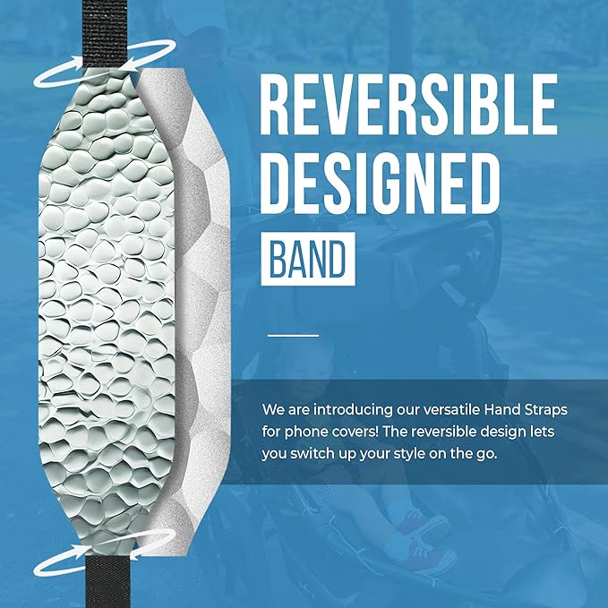Switchbands Phone Grip Strap - Pack of 2 Reversible Finger Holder for Phone Back, Customizable Anti-Slip Design, Wireless Charging Compatible Detachable Holder for iPhone - Hammered Metal Silver