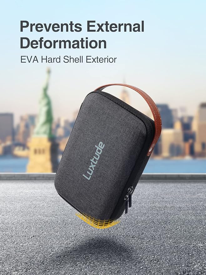 Luxtude Electronic Organizer Travel Case, Portable Tech Organizers, Hard Charger Organizer, Travel Cable Organizers, Tech Bag (Single-Layer, Black, Small)