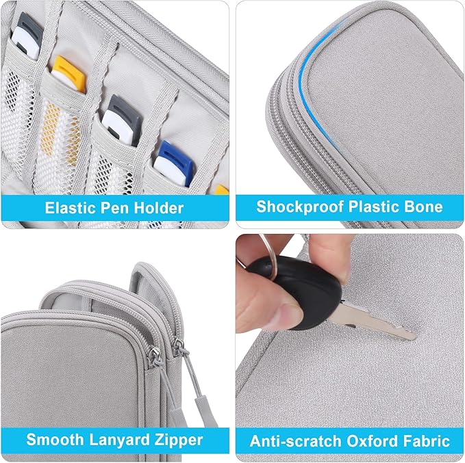 Lacdo USB Flash Drive Case Thumb Drive Holder Case Organizer Portable Electronic Accessories Storage Bag for SanDisk/SamData/Samsung USB Flash Drives Jump Drive Memory Stick, SD Card, Cable, Gray