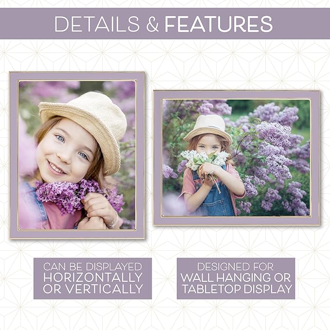 Sheffield Home Tabletop Picture Frame – Iron Enamel Decorative Display Frame for Home or Office, 4x6 Inch, Purple