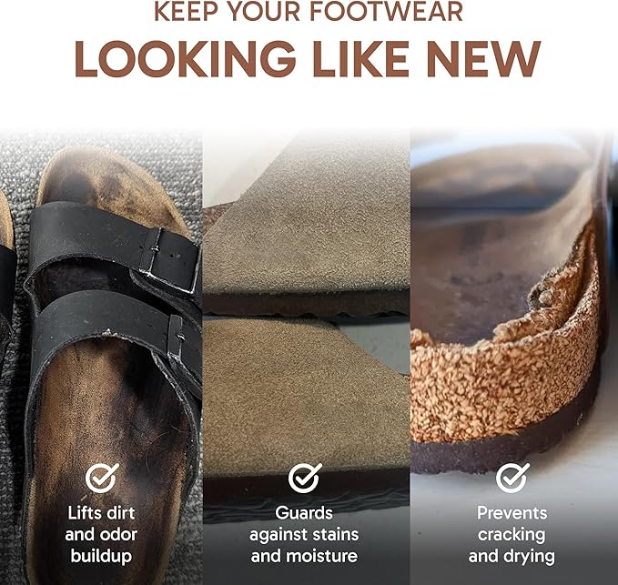 FORTIVO 4-in-1 Sandal and Shoe Cleaning Kit for Birkenstock – Premium Care Kit Safe for Leather, Suede, Nubuck & Cork - Includes Sealer, Protector Spray, Cleaner & Brush