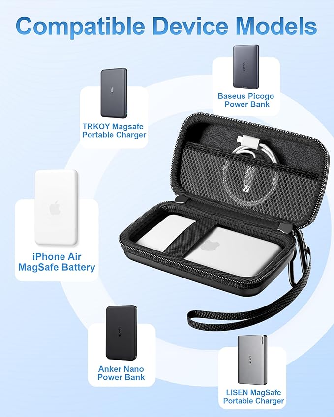 ProCase Hard Travel Electronic Organizer Case Bundle with EVA Hard Shell Case for iPhone Air Magsafe Battery Portable Charger