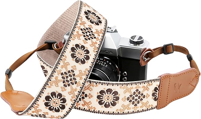 Padwa Lifestyle Plaid Camera Strap - 2" Wide Double Layer Cowhide Head,Cotton Camera Shoulder Straps