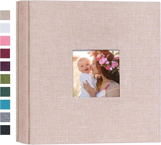 Mublalbum Small Photo Album 4x6 200 Photos Linen Cover Picture Book with Horizontal Pockets for Wedding Family Anniversary and Baby (Beige)