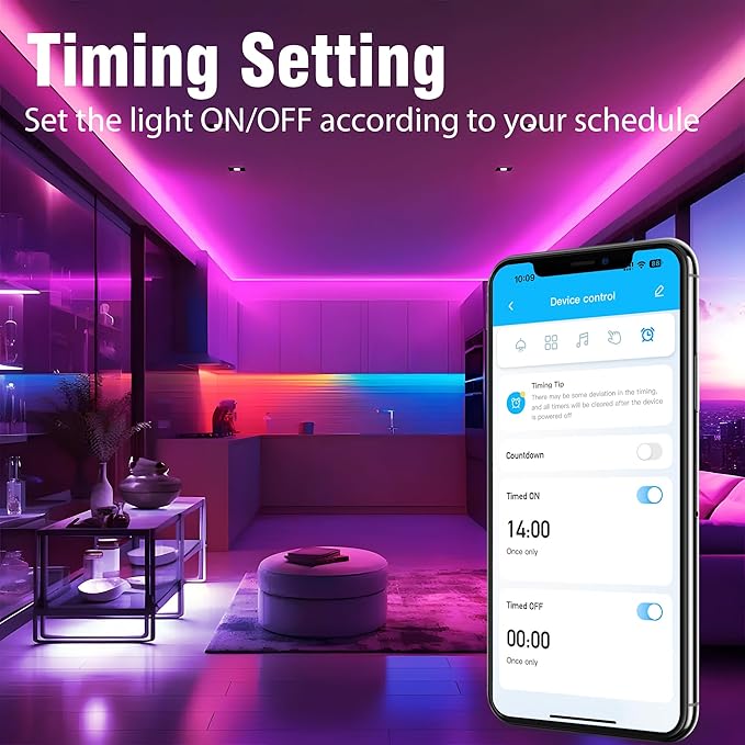 VOLIVO 130ft Led Strip Lights for Bedroom, Color Changing Led Light Strips Kit with Bluetooth App Control and IR Remote, RGB Music Sync Lighting for Room, Home Decor