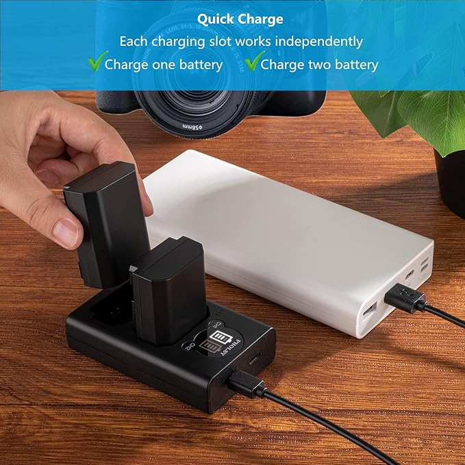 NP FZ100 PHOLSY 2-Pack 2280mAh NP-FZ100 Camera Battery NP-FZ100 Battery Charger/BC-QZ1 USB Charger Compatible with Sony ILCE-a1 a9M2 a9 a7SM3 a7RM4A a7RM4 a7RM3A a7RM3 a7C a7M4 a7M3 a6600