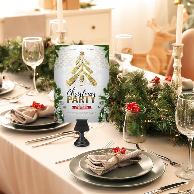 Kathfly 12 Pcs Table Number Holders 1.7 Inch Black Mini Place Card Holders Bulk Harp-clip Table Sign Stands Card Holder Display Picture Memo Notes Menu for Weddings Restaurants Birthday Decor