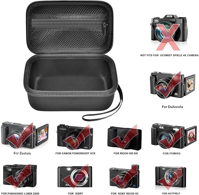 Digital Camera Case Compatible with Duluvulu for Oiadek for Zostuic for TEBNGIHNM for Canon G7 X Mark III/II 4K Vlogging Camera. Storage Holder Bag for Canon PowerShot (Box Only) - Black Inner