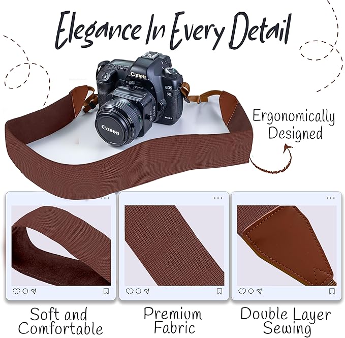 Art Tribute Camera Strap for All DSLR and Mirrorless Cameras. Add Your Name Or Initials Make It a Personalized Gift