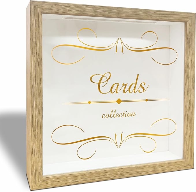 8"x 8" Cards Collection Shadow Box Photo Frame - Decorative Wooden Keepsake For Preserving -Everything I Want To Remember- Display Memory Box For Greeting Cards,Tickets, Invitations Keepsake Gifts-A01