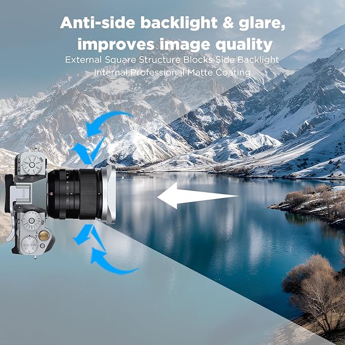 Haoge Silver Metal Square Lens Hood for Fujifilm XF33mm F1.4 R WR Lens, Fujinon XF 16-50mm,Fuji XF 23mm f/1.4 R LM WR Lens Hood Shade Bayonet Mount