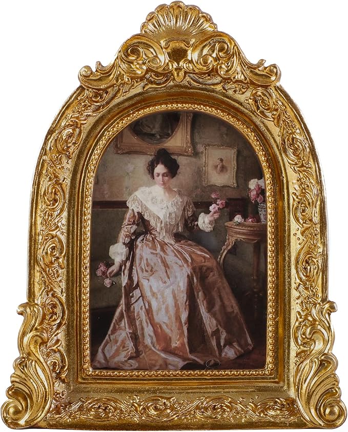Vintage Picture Frames 2.5x3.5 Ornate Bronze Antique Picture Frames for Wall and Tabletop Vintage Photo Frame Victorian Home Decor Gallery Wall Decor in Arch Shape