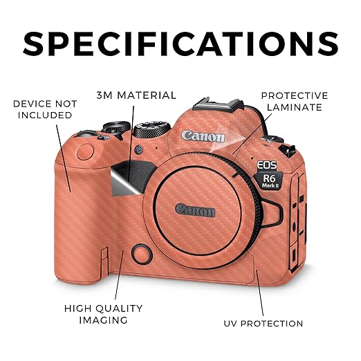 Carbon Fiber Camera Skin Compatible with Canon EOS R6 Mark II Camera (2022) - Solid Salmon - Premium 3M Vinyl Protective Wrap Decal Cover - Easy to Apply | Crafted in The USA by MightySkins