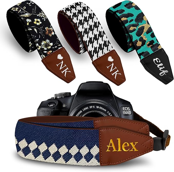 Art Tribute Camera Strap for All DSLR and Mirrorless Cameras. Add Your Name Or Initials Make It a Personalized Gift