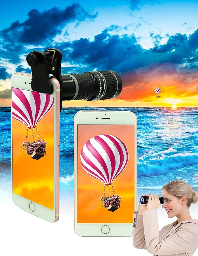 Cell Phone Camera Lens Kit,11 in 1 Universal 20x Telephoto 0.63Wide Angle 15X Macro 198°Fisheye 2X Telephoto Kaleidoscope CPL Starlight Eyemask Tripod,for Most iPhone Smartphone (Black)