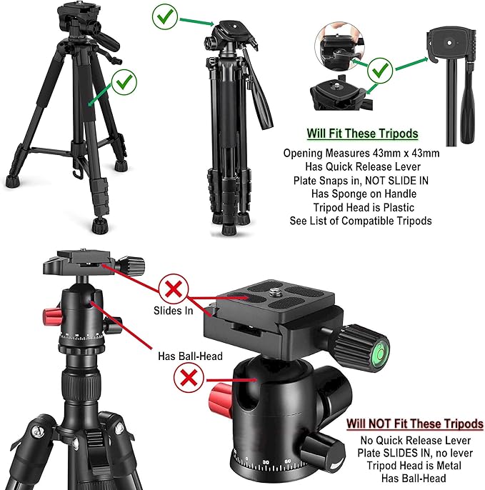 DaVoice 43mm Tripod Quick Release Plate Camera Mounting Adapter Parts Replacement for Torjim 60-Inch AX60, Endurax 66" ETR66, UBeesize 60” TR60, Zomei Q111, KingJoy, Victiv, Mactrem PT55 Tripod Mount