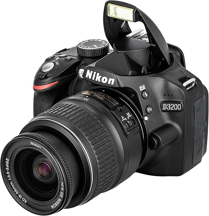 Nikon D3200 24.2MP DSLR Camera Kit with 18-55mm VR Zoom Lens – Full HD 1080p Video Capture, Fast 11-Point Autofocus System + 72" Tripod + 128GB Memory Card + Camera Bag + LED Light + More