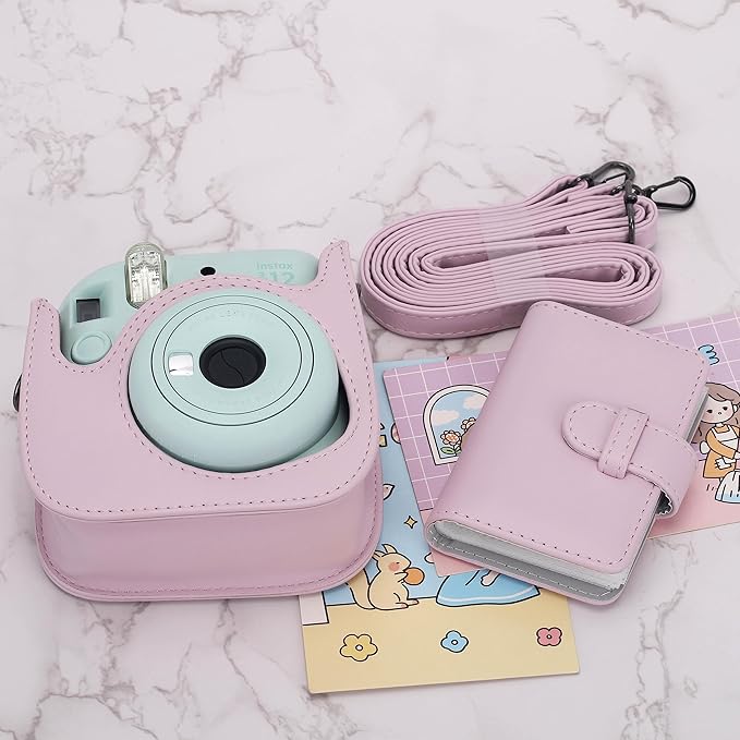 Frankmate Protective Case Compatible with Fujifilm Instax Mini 12 11 9 8 Instant Film Camera with Accessory Pocket and Adjustable Strap