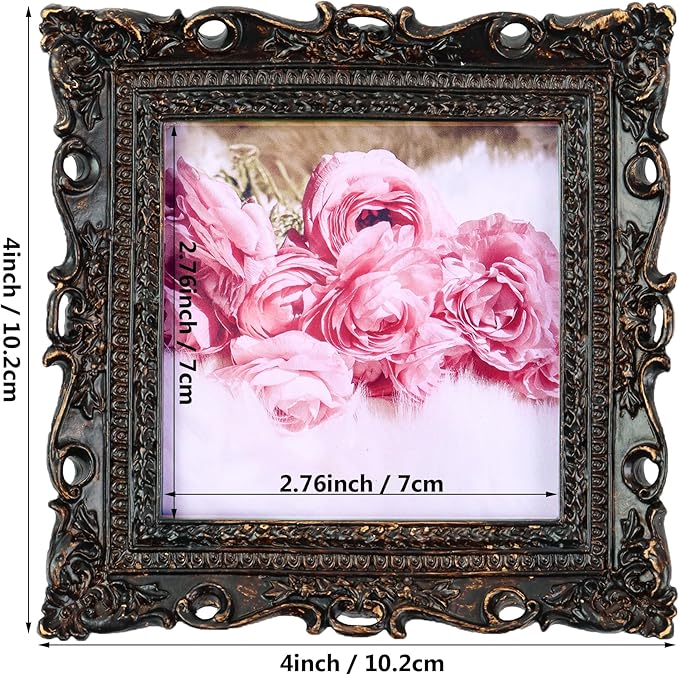 Hymmah Wallet Picture Frame Vintage Photo Frame Ornate Textured Hand-Crafted Resin Picture Frame with Easel & Hook for Tabletop & Wall Display, Decorative Floral Design Home Decor, Photo Gallery, Art,