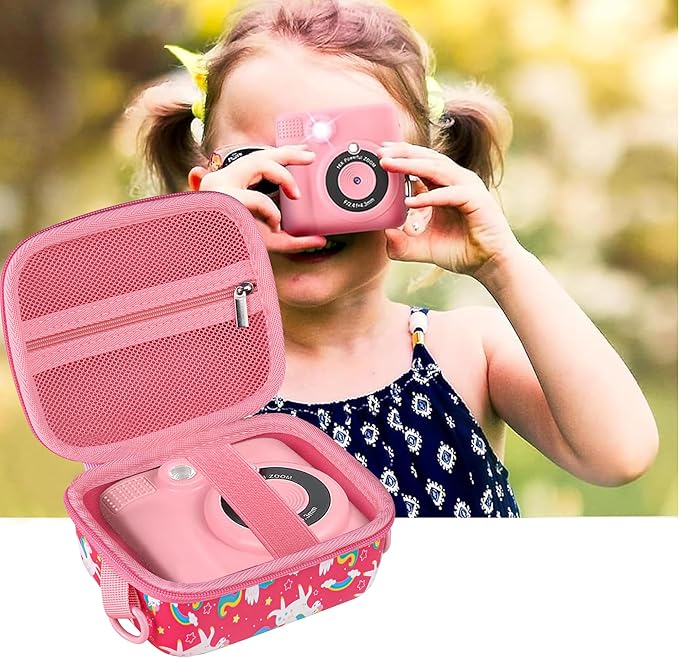 Leayjeen Kids Camera Case Compatible with ESOXOFFORE/Dylanto/GKTZ/HiMont/CAMCLID Kids Camera Instant Print for Christmas Gifts and Birthday Gifts for Kids 3-12 Years Old - Pink Unicorn (Case Only)