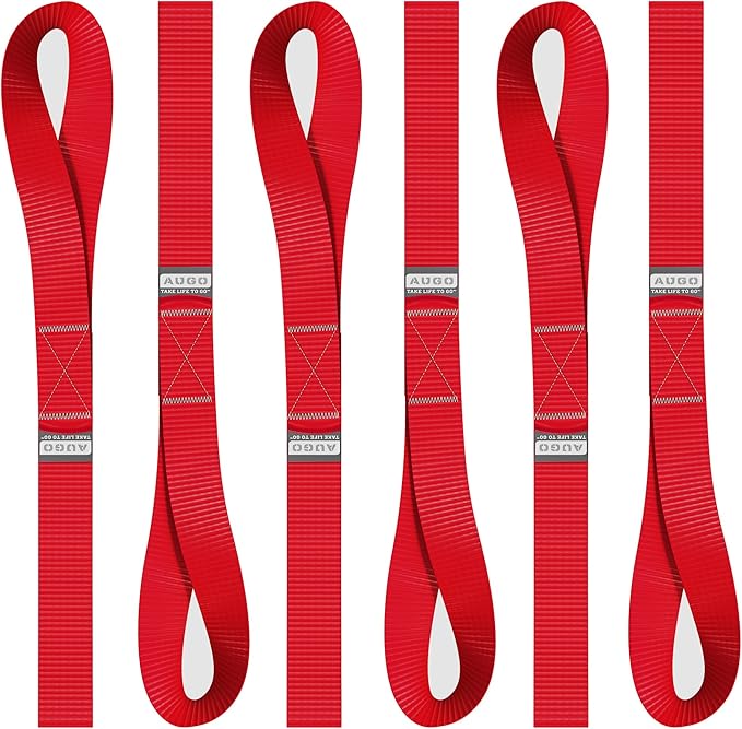Soft Loop Tie Down Straps - 1,500 Load Capacity & 4,500 Lbs Breaking Strength - 6 Pack - Loops for Securing ATV, UTV, Motorcycles, Scooters, Dirt Bikes, Lawn & Garden Equipment - by AUGO
