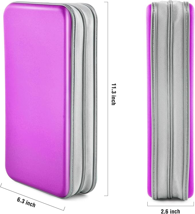 DVD Case, Bivisen CD Case Holder Wallet Binder 96 Capacity CD/DVD Cases Storage Holder Binder Organizer Wallet Book for Car Home Travel (Puple)