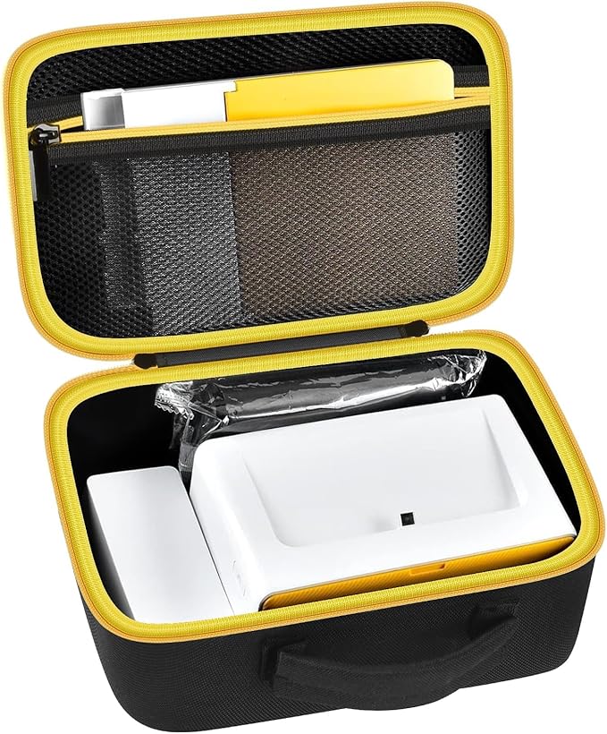 Case Compatible with Kodak Dock Plus for Liene M100 for Kodak Dock Premium Wi-Fi 4x6” Instant Photo Printer. Bluetooth Photo Printing Holder for Adapter, Cartridge(Black & Yellow Zipper)