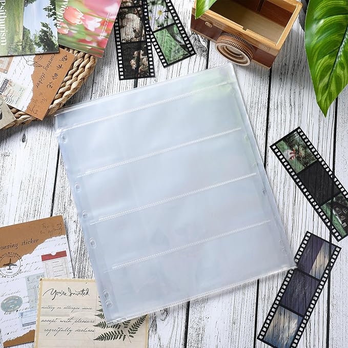 Skybooly 100 Pcs 120-4b Film Negative Sleeves Film Negative Page Preserver Storage Archival Sheet for Organizing Films