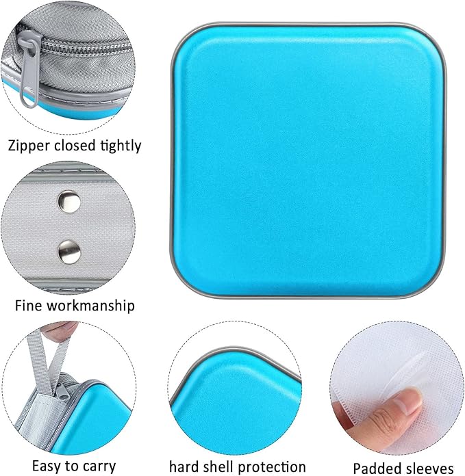 CD Case, 40 Capacity CD/DVD Case Holders Wallet Hard Plastic DVD Disc Cases Storage Binder for Car Home Office Travel (Sky Blue)