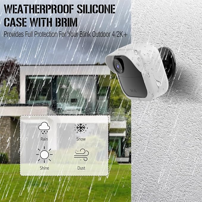 Silicone Skin Case/Cover for Blink Outdoor 4 (4th Gen) - Weatherproof Silicone Case with Brim for Full Camera Protection, Blink Outdoor 4 Smart Security Camera Accessories (White, 1 Pack)