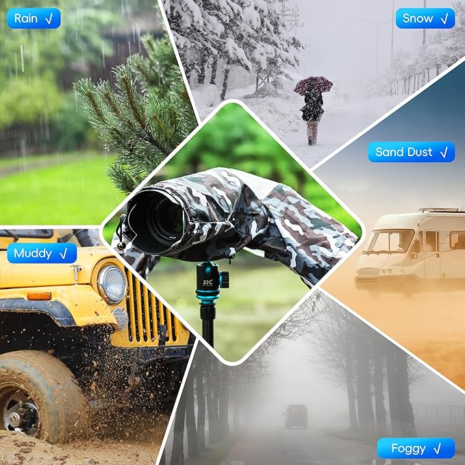 Camera Rain Cover Sleeve Gear Camo for Canon EOS R5 Mark II R10 R7 R6 R Rp Rebel T7 T8i T7i 90D 80D 4000D SL3 SX70 Nikon Z7II Z6II Z5 D780 D850 D7500 D5600 D3500 Coolpix P1100 P1000 P950