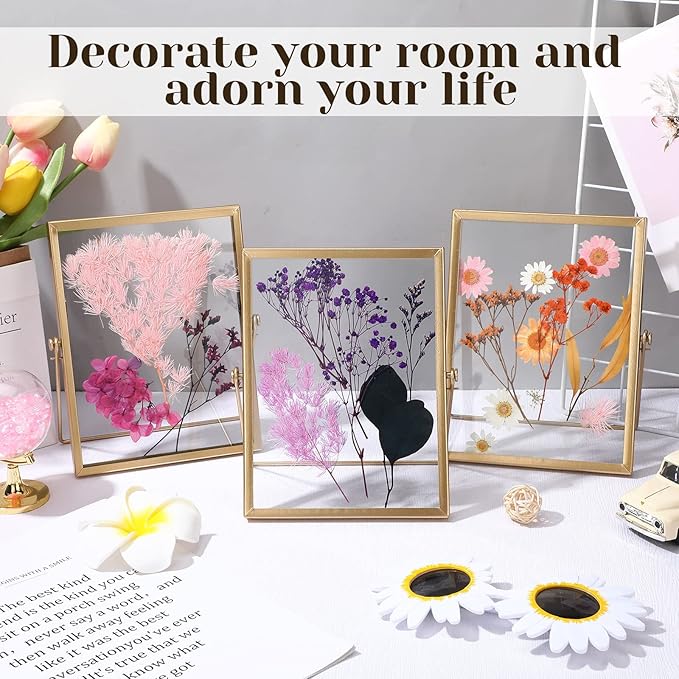 Hoteam 12 Pack 6 x 8 Inches Floating Frame for Photo 4 x 6 Inches, Glass Floating Picture Frame Collection Vintage Metal Minimal Ornate Easel for Wedding Pictures Photos Desk Tabletop Display