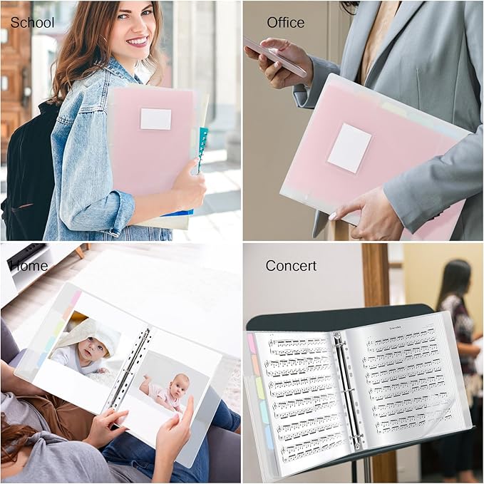 Uquelic 80-Pocket Clear Binder with Plastic Sleeves for Letter/A4 Size(11" x 8.5"), Document Binder Organizer for Papers, Certificates and Artwork, Macaron PP Divider Pages for Presentation