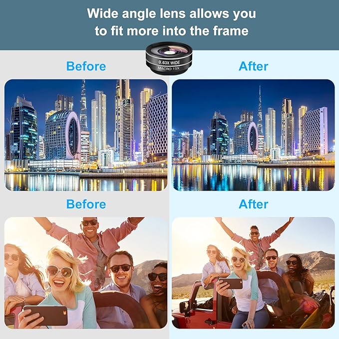Phone Camera Lens (11 Lenses) Phone Lens Kit, Clip on Fisheye/Macro/Wide Angle Lens Attachment with Travel Case for iPhone 14 13 12 11 Xs X Pro Max Samsung Android Smartphone