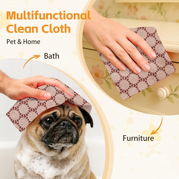 Microfiber Cleaning Cloth Roll, 50-Count, Reusable, Durable, Absorbent, Lint-Free Non-Scratch Towels, Dish Rags for Kitchen, Home, Window & Screens, Paper Towel Alternative, Brown Dot, 12x12 in