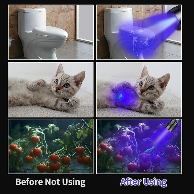 UV Flashlight Black Light USB Rechargeable 365nm Blacklight Mini, Woods lamp Portable Handheld Powerful LED Ultraviolet Lights Flashlights, Focus Adjustable for Resin Curing, Pet Urine Detection