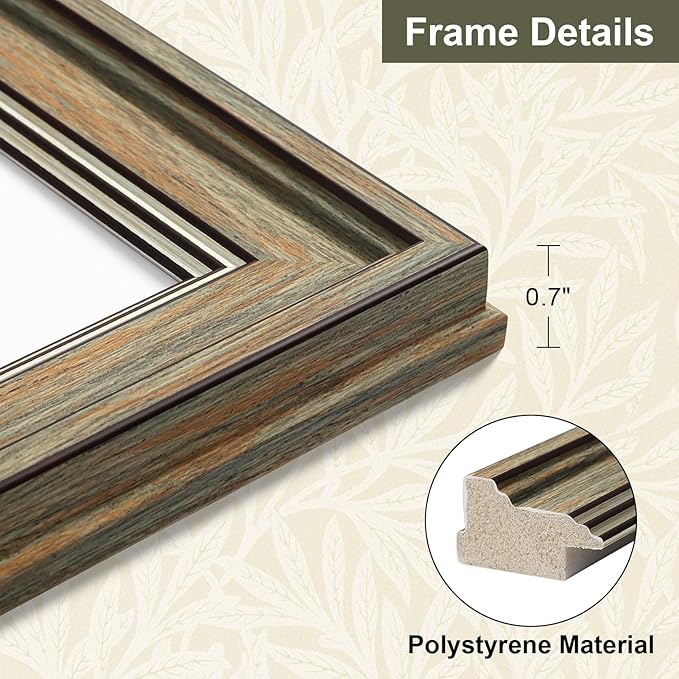 Vittanly 10x10 Picture Frame Set of 4, Vintage Photo Frame for Wall or Tabletop, Display 8x8 Pictures with Mat or 10x10 without Mat, Rustic Farmhouse Home Decor, Multicolour