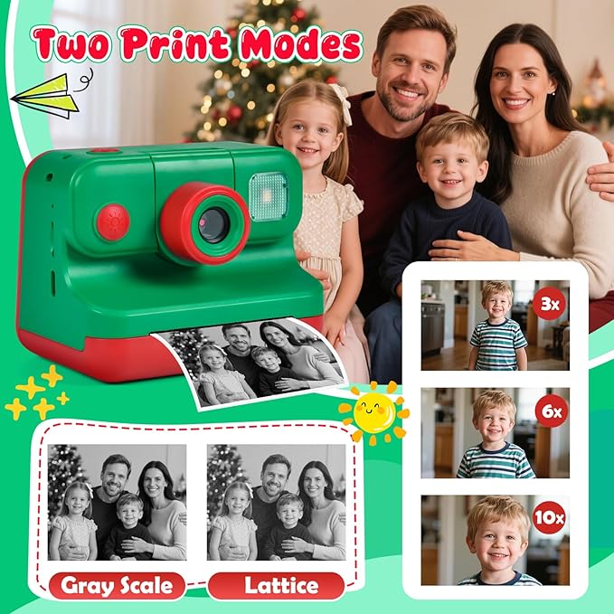 Kids Instant Print Camera with Carrying Bag, 1080P HD Girl Camera with 4 Print Paper Rolls, Color Pens & 32GB Card, Christmas Birthday Gifts Kids Girl Toys for 3-12 Years Old (Pink)