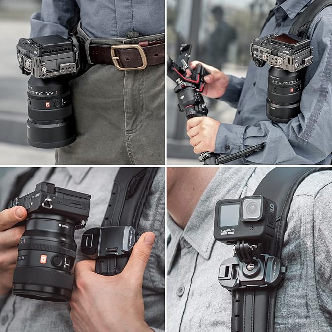 PGYTECH Beetle Camera Clip with Plate Quick Release System for Sony, Nikon, Fuji, DSLR Action Camera Backpack Cameras Strap Mount (for Camera)