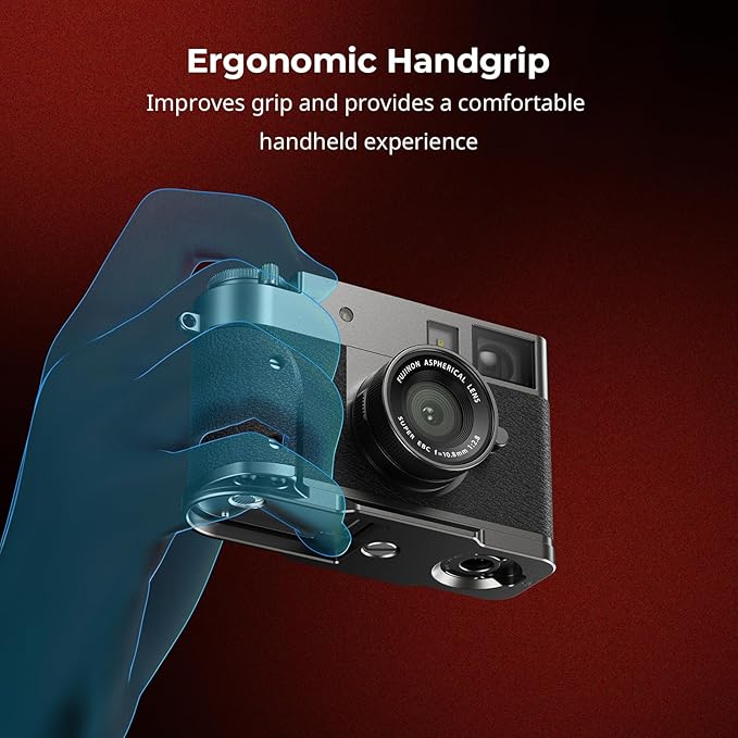 SmallRig X Half L-Shaped Grip for FUJIFILM X Half Camera, Built-in Quick Release Plate for Arca, Lightweight Ergonomic Silicone Handle with Hot Shoe Cover (Charcoal Silver) - 5217