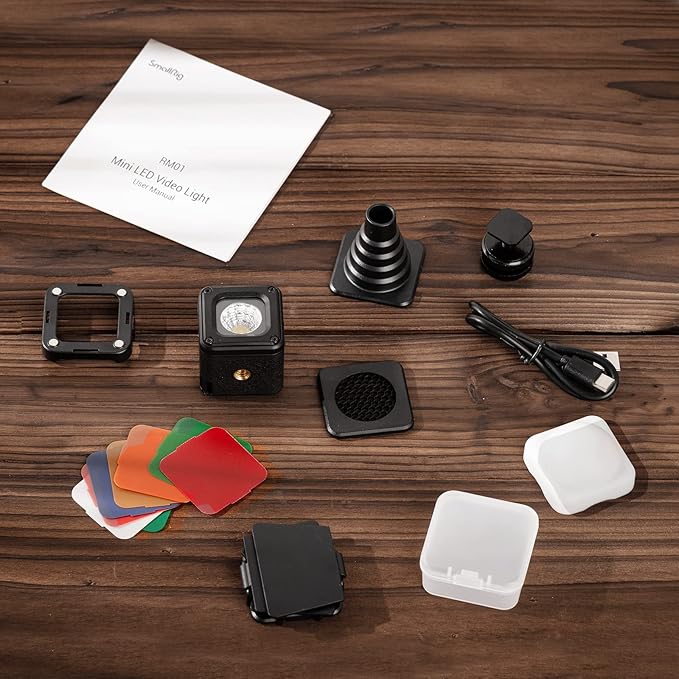SmallRig RM01 Mini LED Video Light Waterproof Portable Lighting Kit with 8 Color Filters, Dimmable Fill Photography Light 5600K CRI95, Lume Cube Camera Light for GoPro, for DJI Pocket 3, for DJI Nano