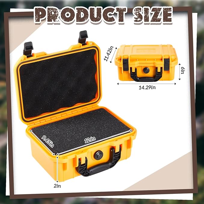 Relaxweex 1 Pcs 14.3 x 11.4 x 4.5 Inch Waterproof Hard Case with DIY Customizable Foam Insert Portable Protective Case with Knife for Camera Drones Equipments Tools Test Instruments (Yellow)